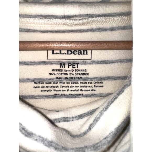 L.L. Bean Medium Petite Striped Mock Neck Cotton Top - Cream & Gray - Picture 4 of 4